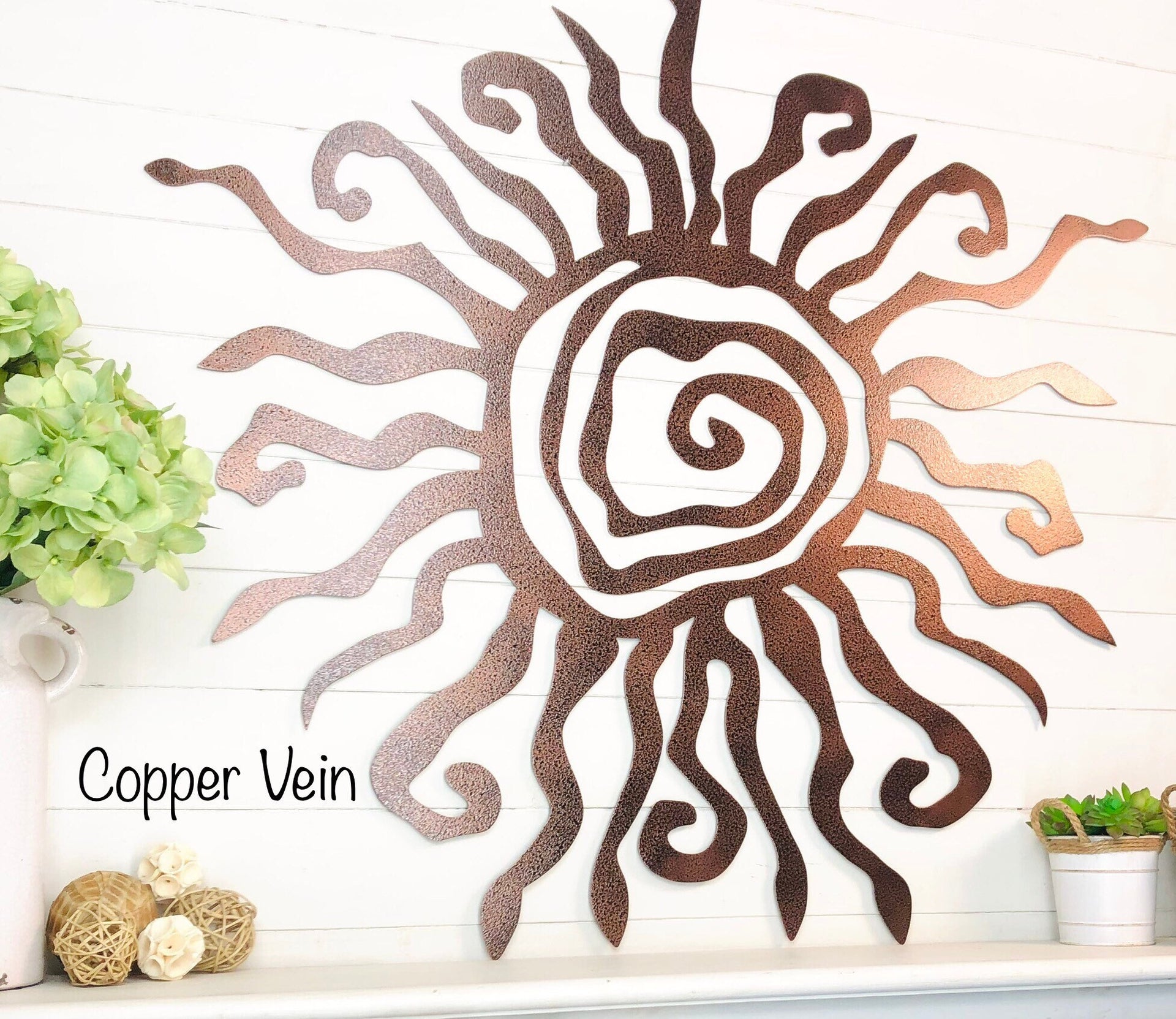 Metal Sun Wall Art | Whimsical Spiral Sun, Garden & Patio Decor