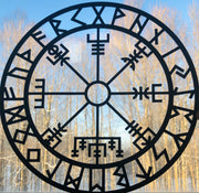 Round Viking Compass with Icelandic runes.