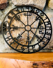 Vegvisir Rune Metal Wall Art – Viking Compass, Nordic Decor