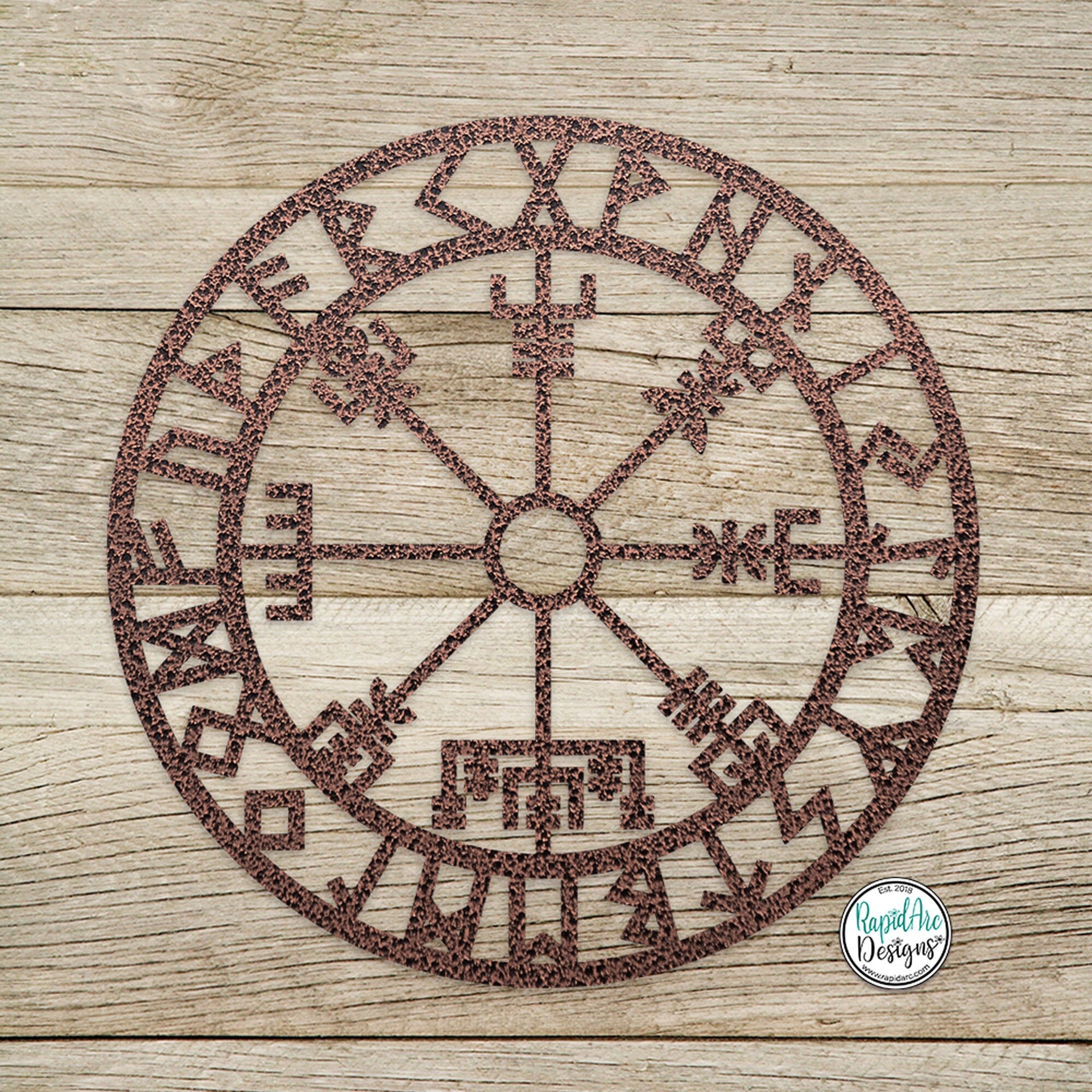 Vegvisir Rune Metal Wall Art – Viking Compass, Nordic Decor