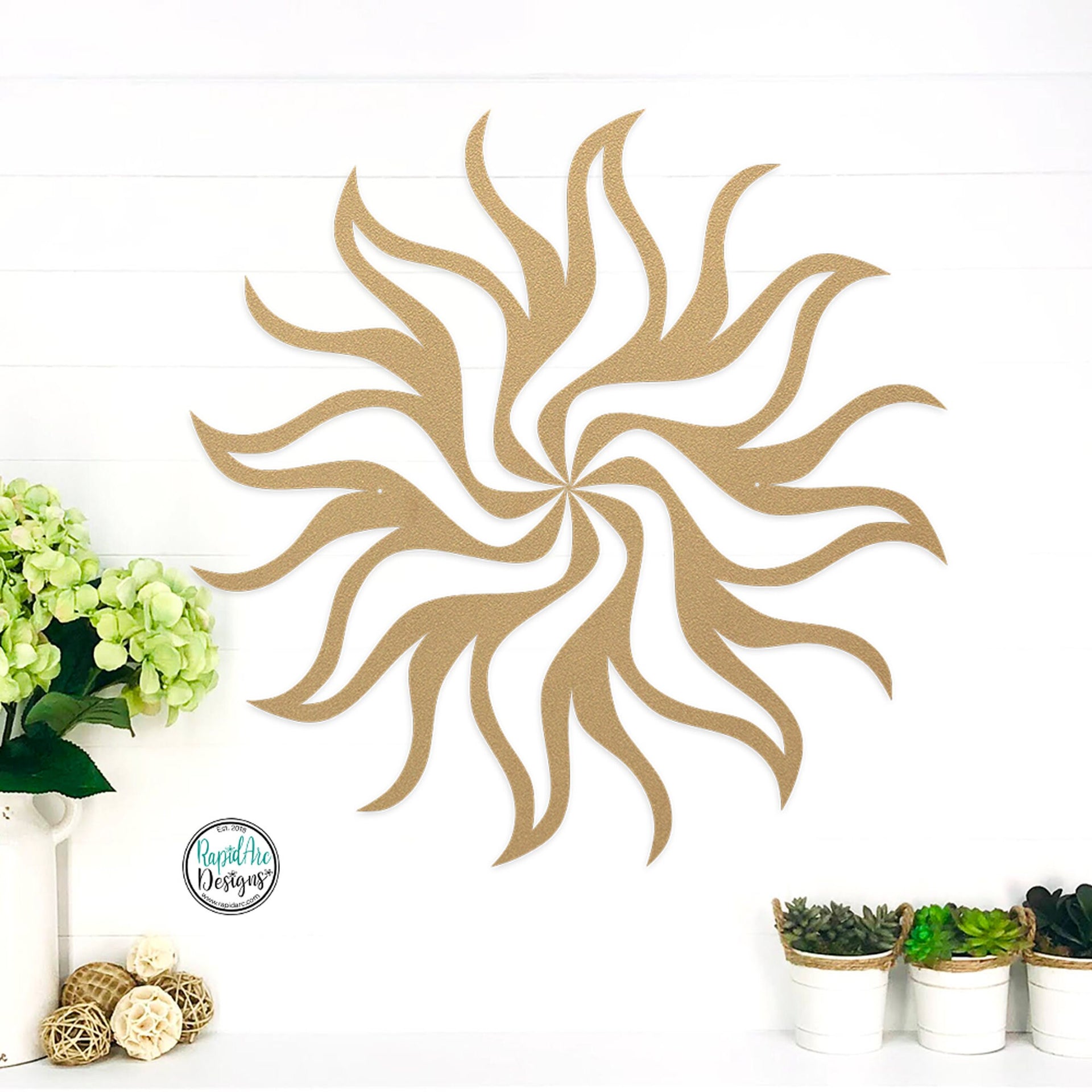 Metal Sunburst Wall Decor | Mid Century Modern Laser Cut Steel