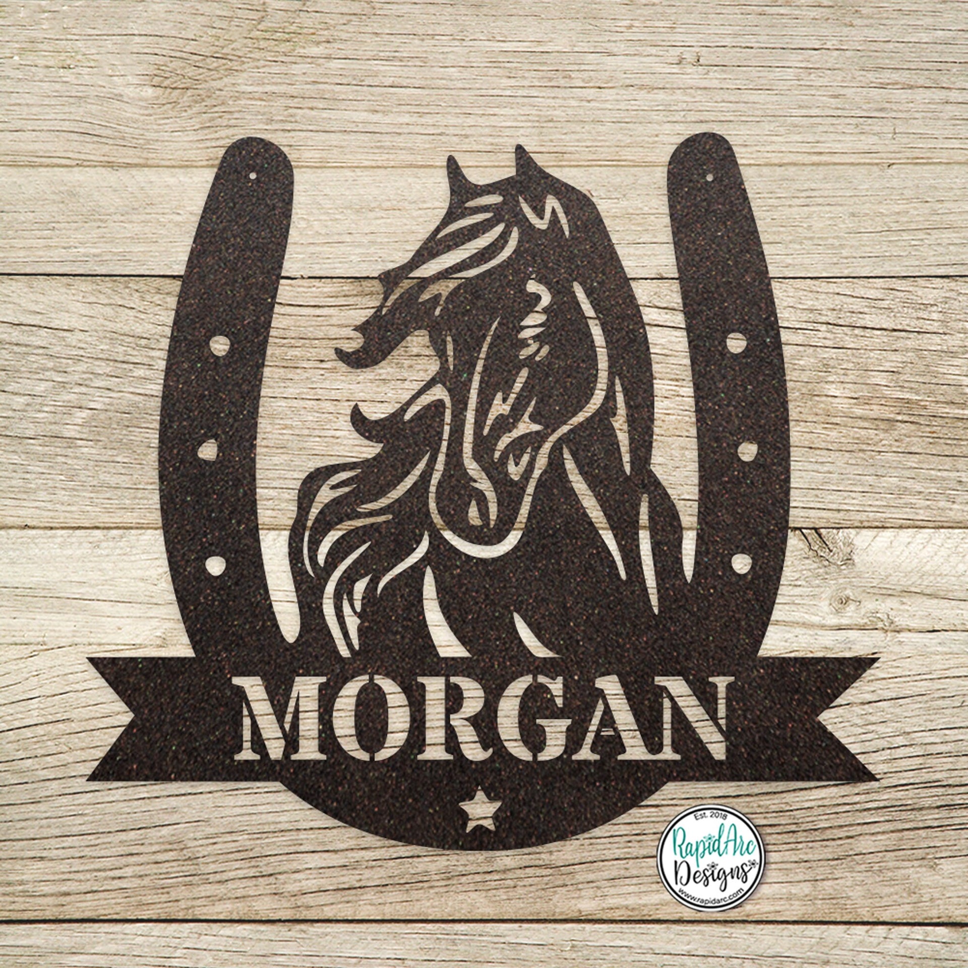 Custom Horse Name Sign: Metal Horseshoe Monogram, Western Farm Decor