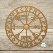 Vegvisir Rune Metal Wall Art – Viking Compass, Nordic Decor