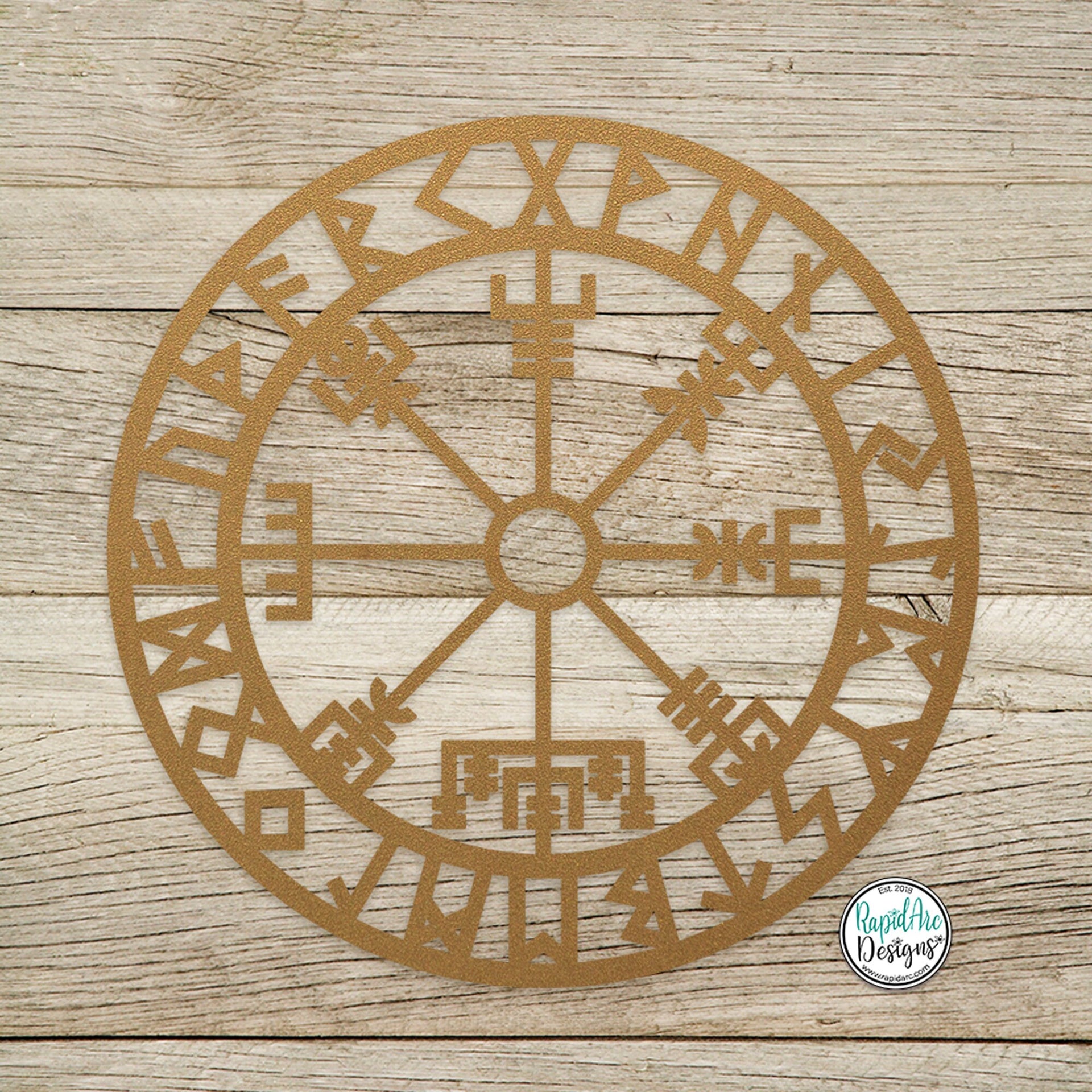 Vegvisir Rune Metal Wall Art – Viking Compass, Nordic Decor