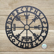 Vegvisir Rune Metal Wall Art – Viking Compass, Nordic Decor