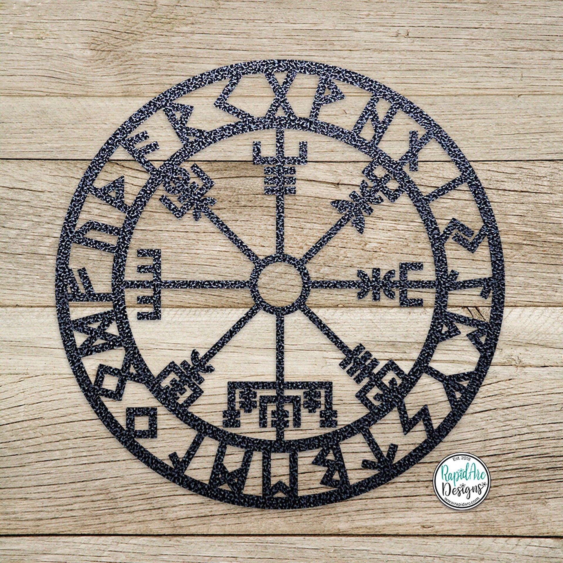 Vegvisir Rune Metal Wall Art – Viking Compass, Nordic Decor