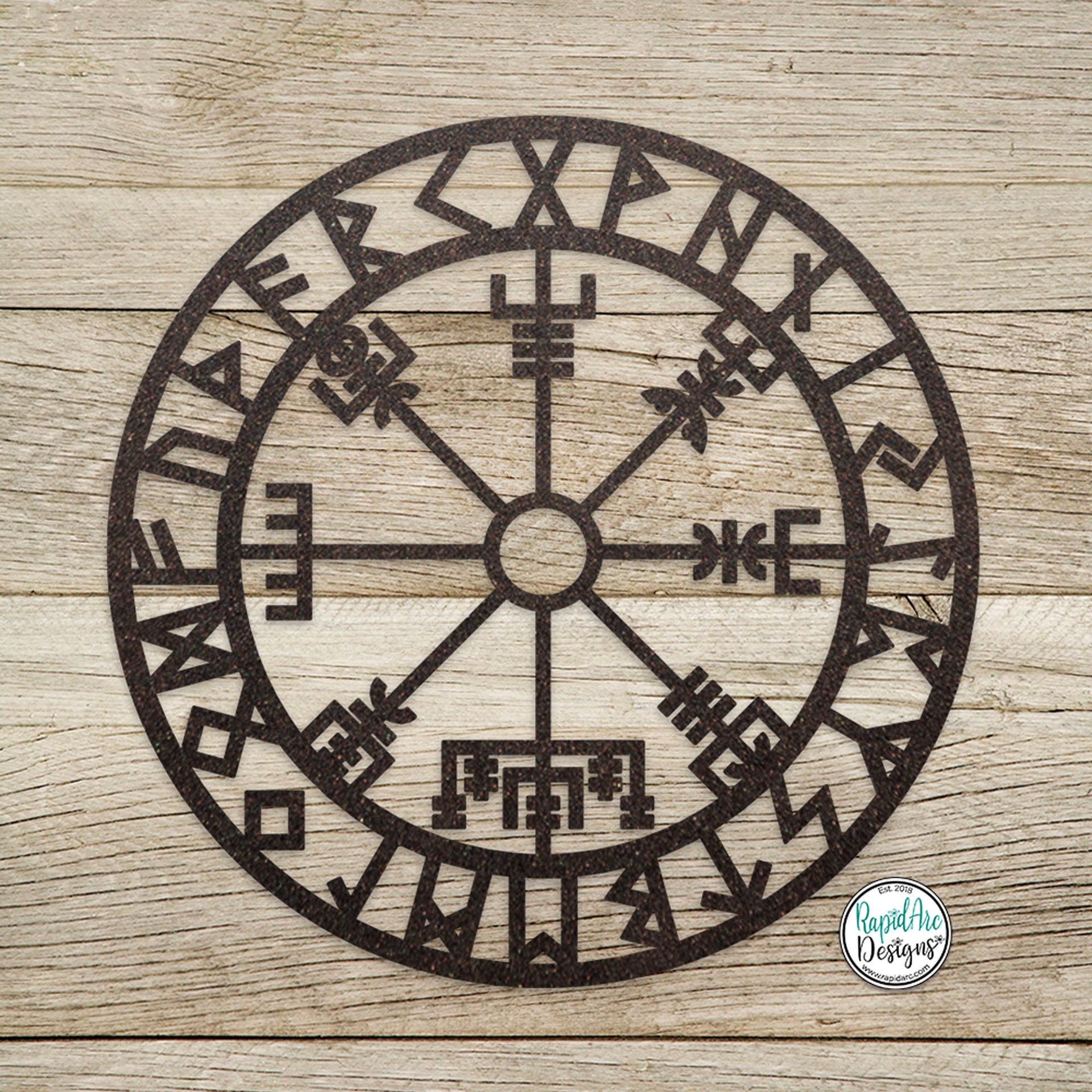 Vegvisir Rune Metal Wall Art – Viking Compass, Nordic Decor