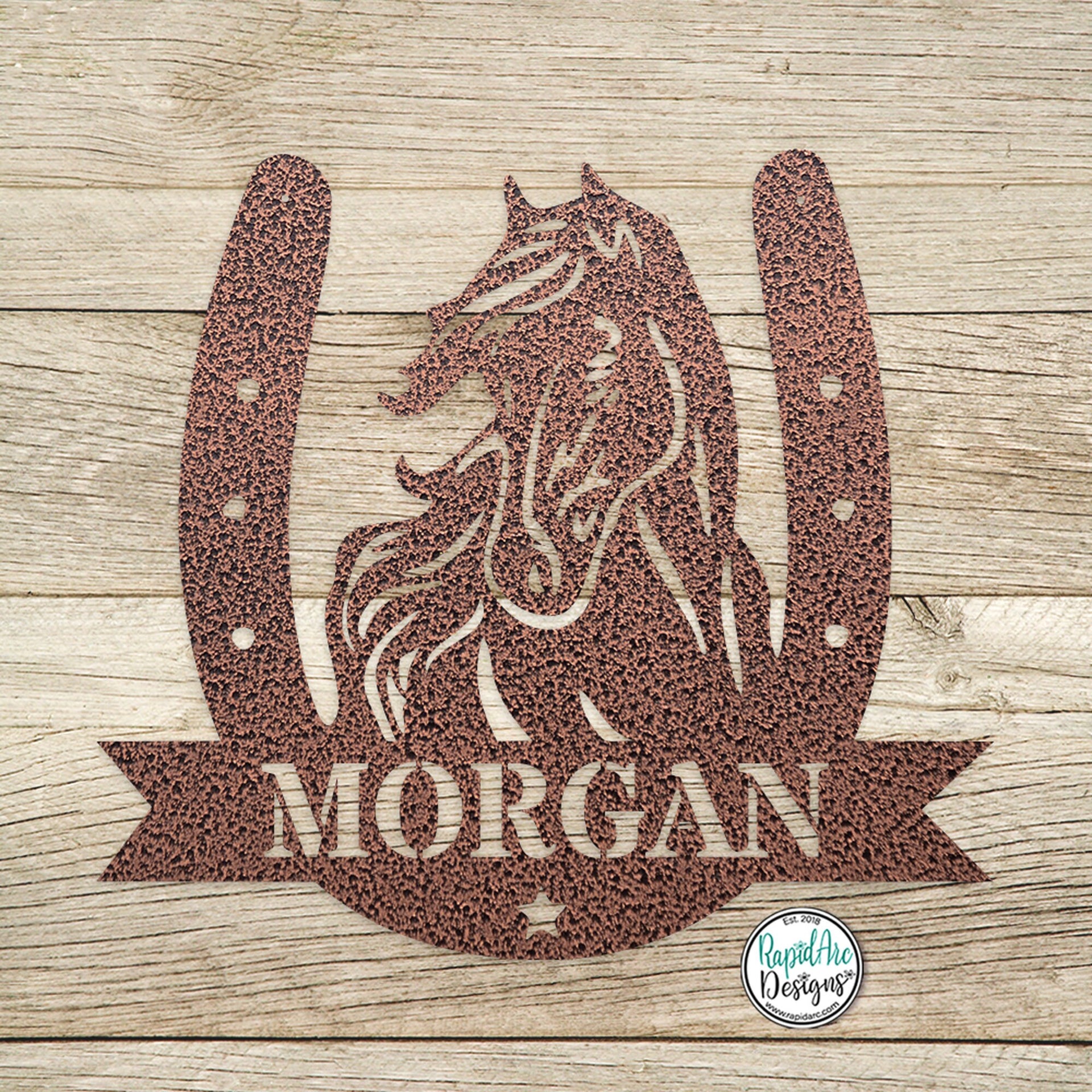 Custom Horse Name Sign: Metal Horseshoe Monogram, Western Farm Decor