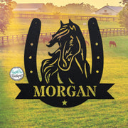 Custom Horse Name Sign: Metal Horseshoe Monogram, Western Farm Decor