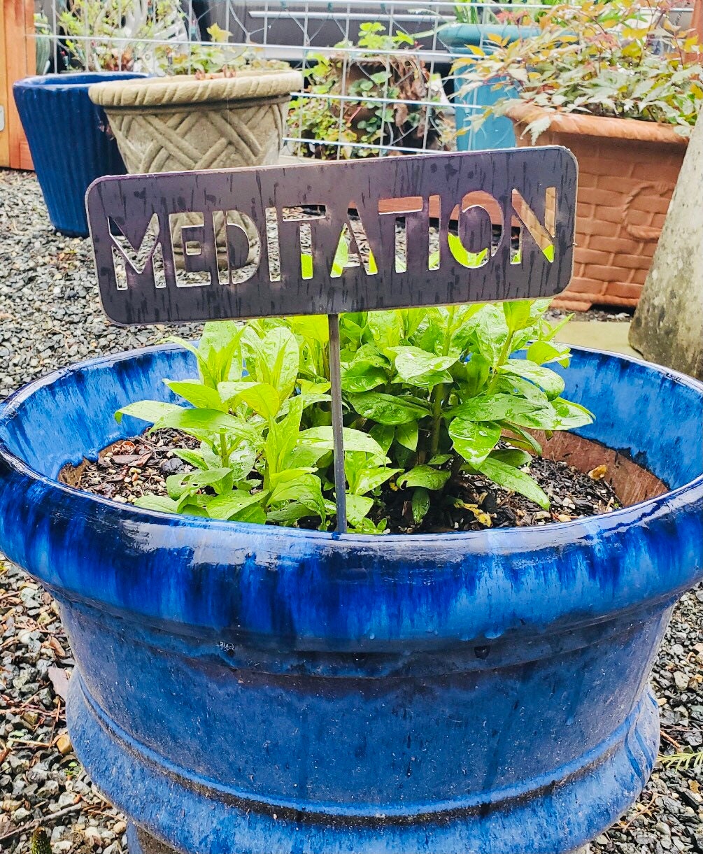 Metal Garden Row Marker Sign - Customizable Vegetable and Herb Sign with Stake - Metal Garden Art - Garden Plant Label - Garden Row Stake