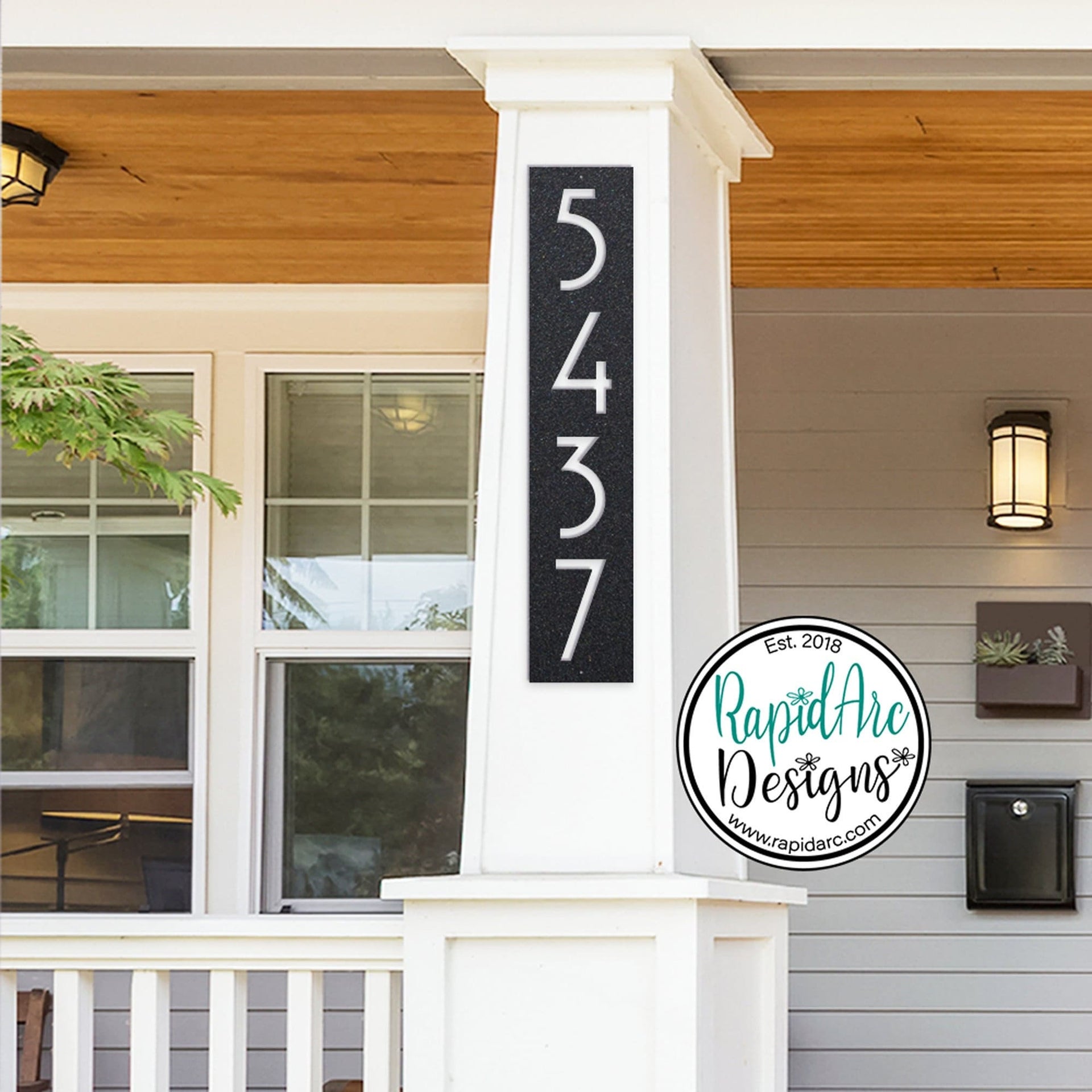 Mid Century Modern Vertical House Number Sign