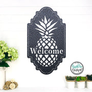 PINEAPPLE Welcome Sign | Patio Decor | Porch Sign | Outdoor Decor | Pineapple Gifts - Metal Wall Art | Housewarming Gift | Pineapple Welcome
