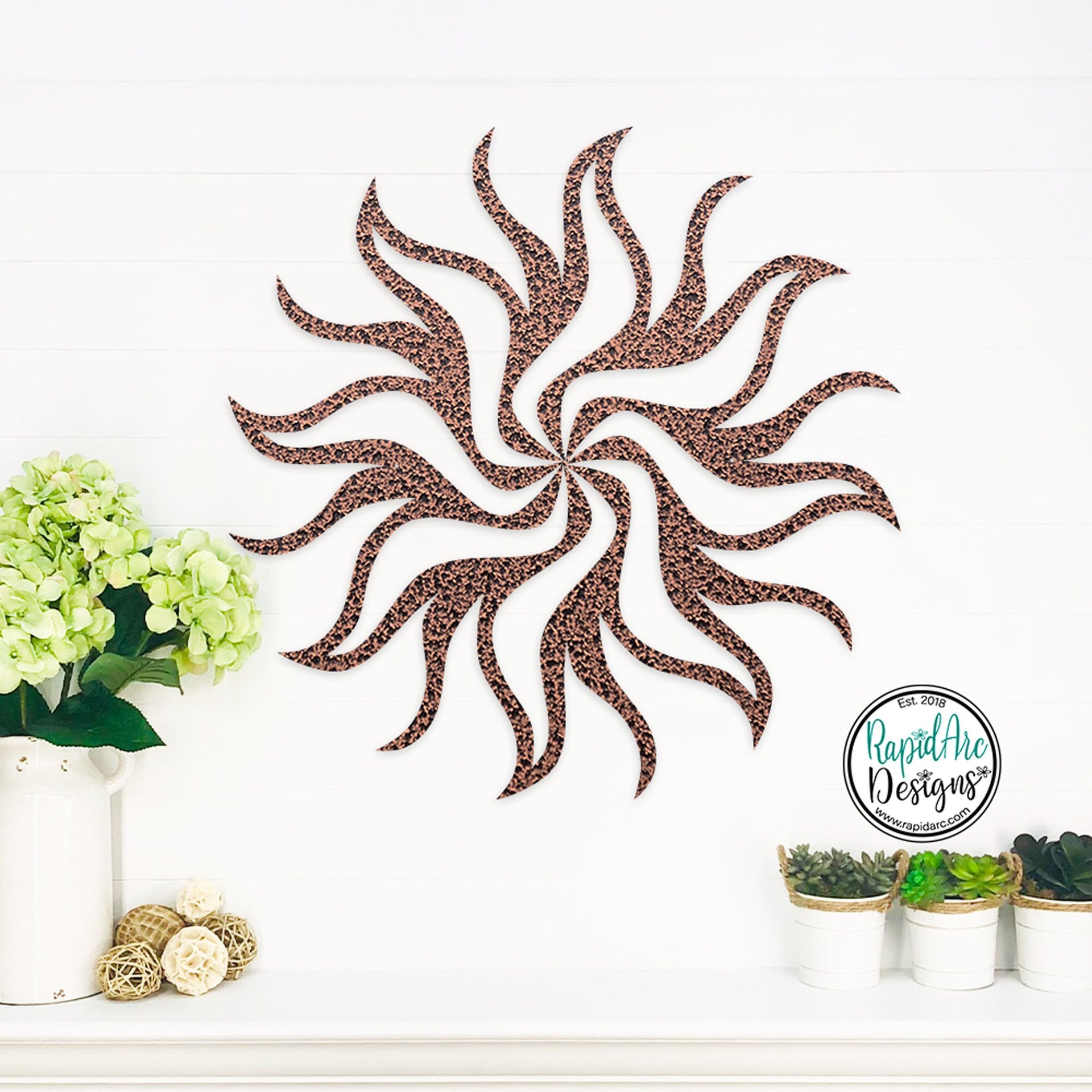 Metal Sunburst Wall Decor | Mid Century Modern Laser Cut Steel