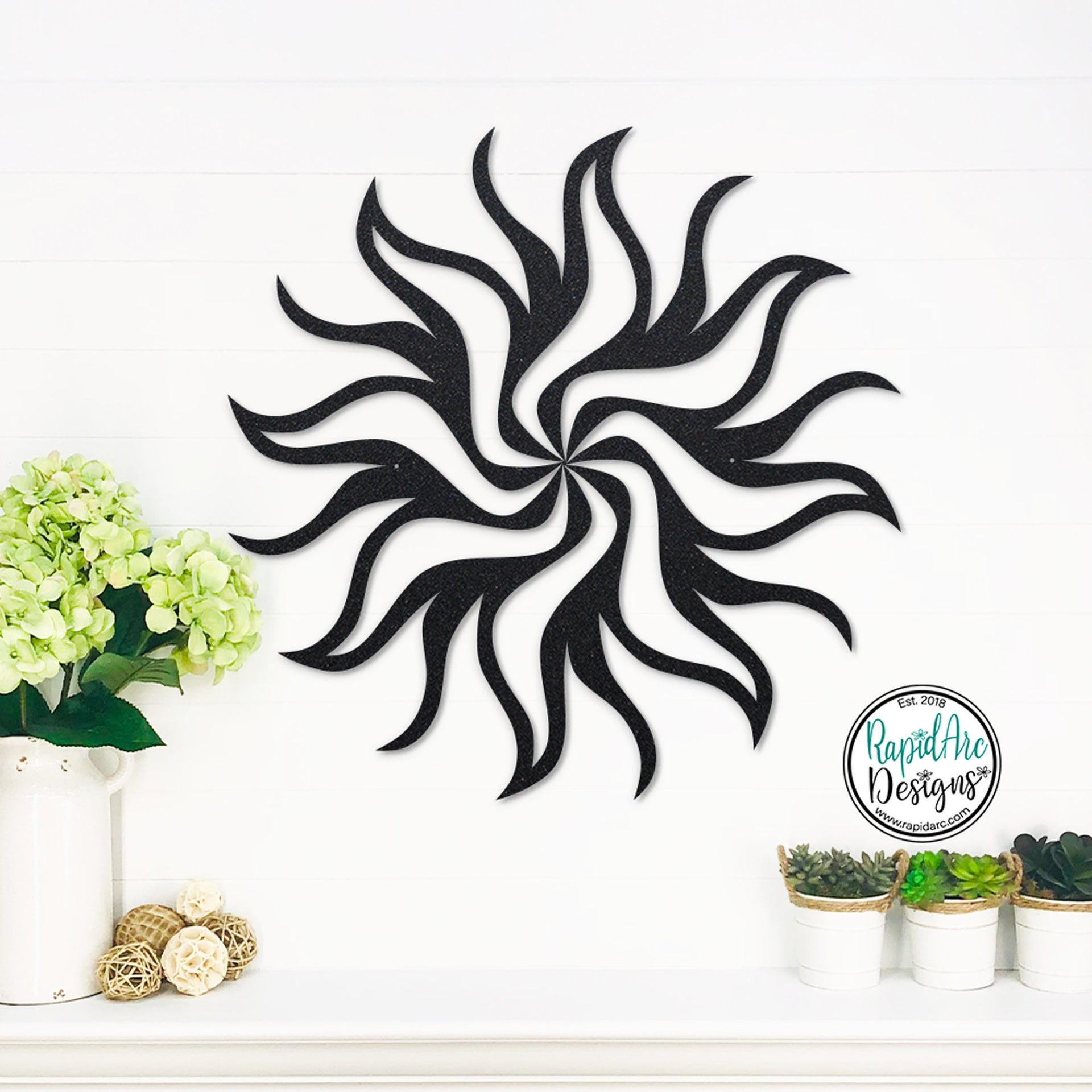 Metal Sunburst Wall Decor | Mid Century Modern Laser Cut Steel