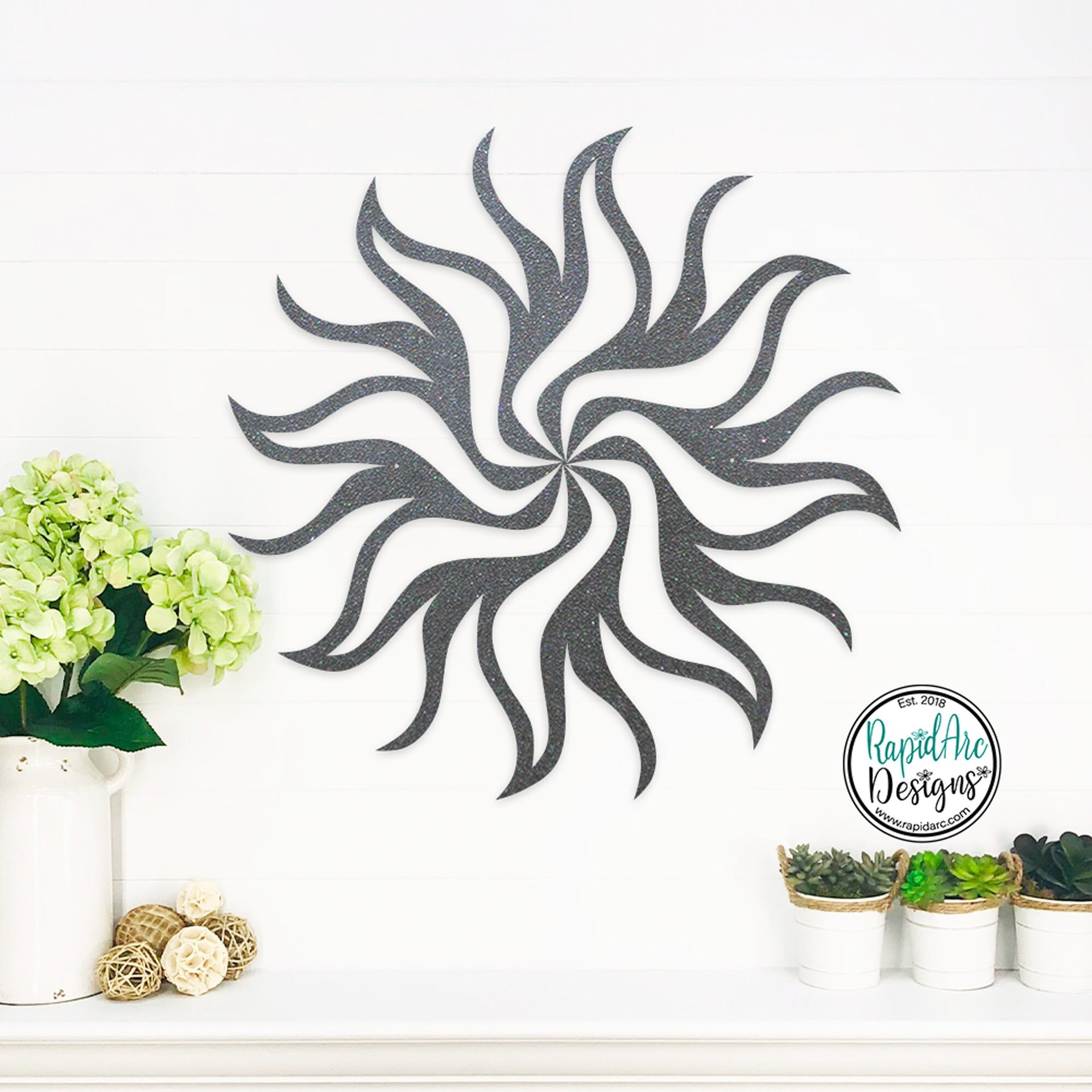 Metal Sunburst Wall Decor | Mid Century Modern Laser Cut Steel