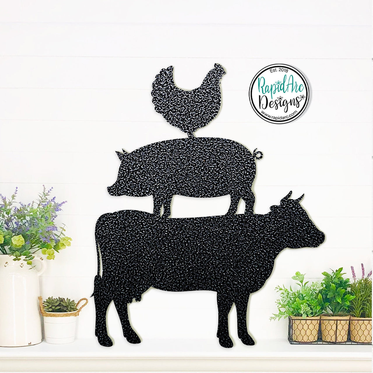 Stacked Farm Animals Metal Sign | Farmhouse Wall Decor