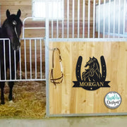 Custom Horse Name Sign: Metal Horseshoe Monogram, Western Farm Decor