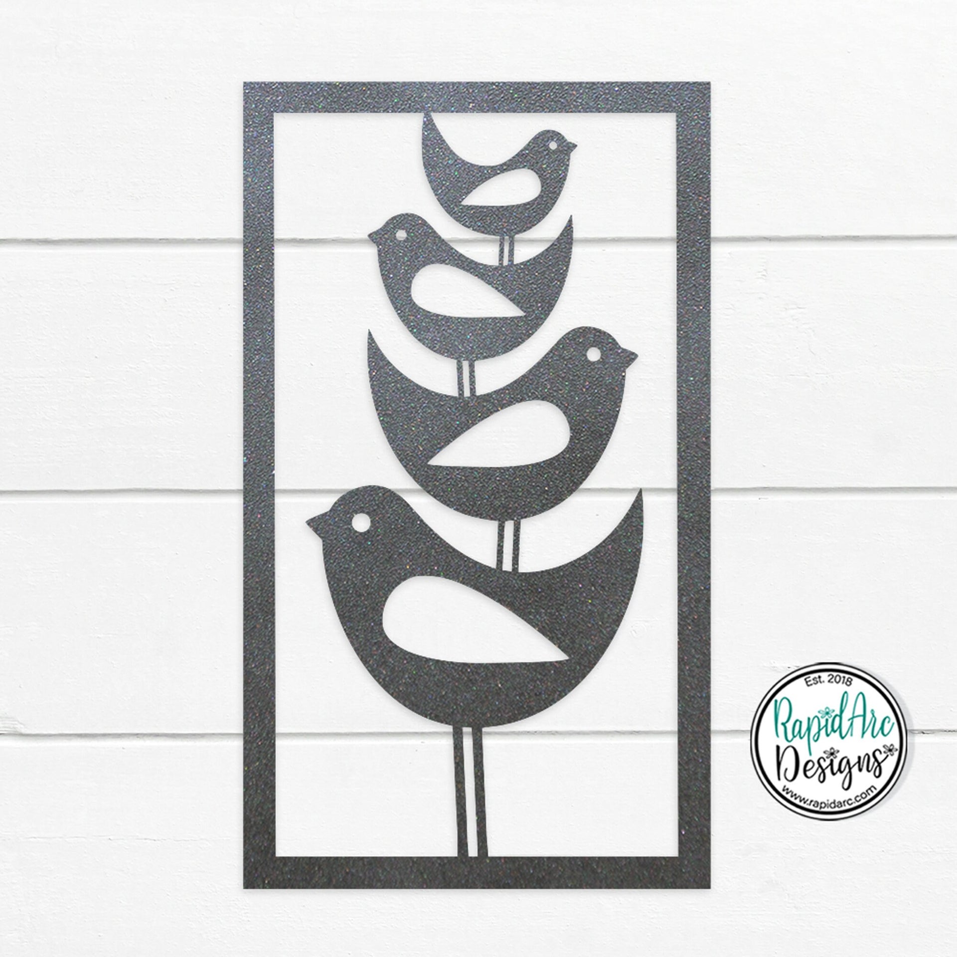 Metal Mid Century Modern Stacked Birds | Metal Art Stacked Bird Design by RapidArc | Retro Atomic Age Birds | Custom Wall Art | Best Gift