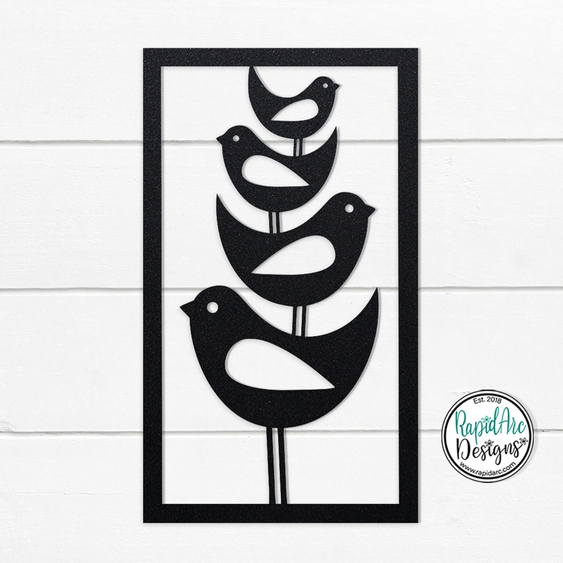 Metal Mid Century Modern Stacked Birds | Metal Art Stacked Bird Design by RapidArc | Retro Atomic Age Birds | Custom Wall Art | Best Gift