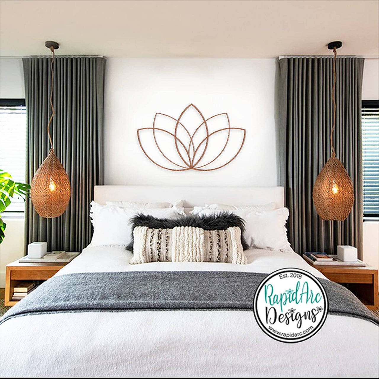Geometric Lotus Flower Metal Wall Art | Line Art, Namaste Decor