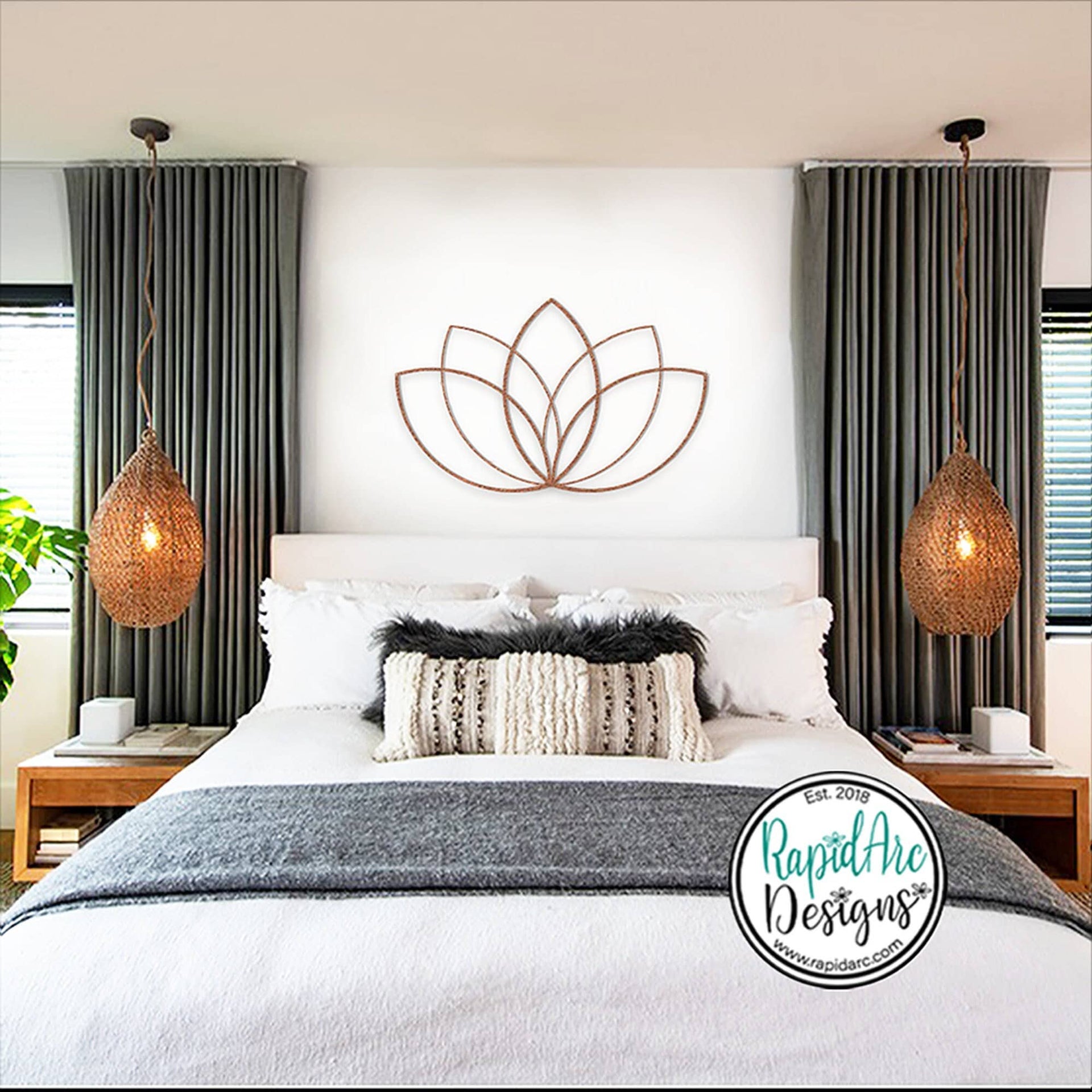 Geometric Lotus Flower Metal Wall Art | Line Art, Namaste Decor
