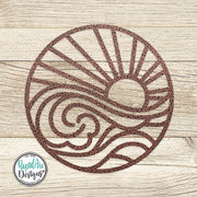 SUN and WAVES Metal Wall Ornament | Pool Sign | Outdoor Coastal Art | Lake or Beach House Sign | Patio Decor | Round Sun & Waves