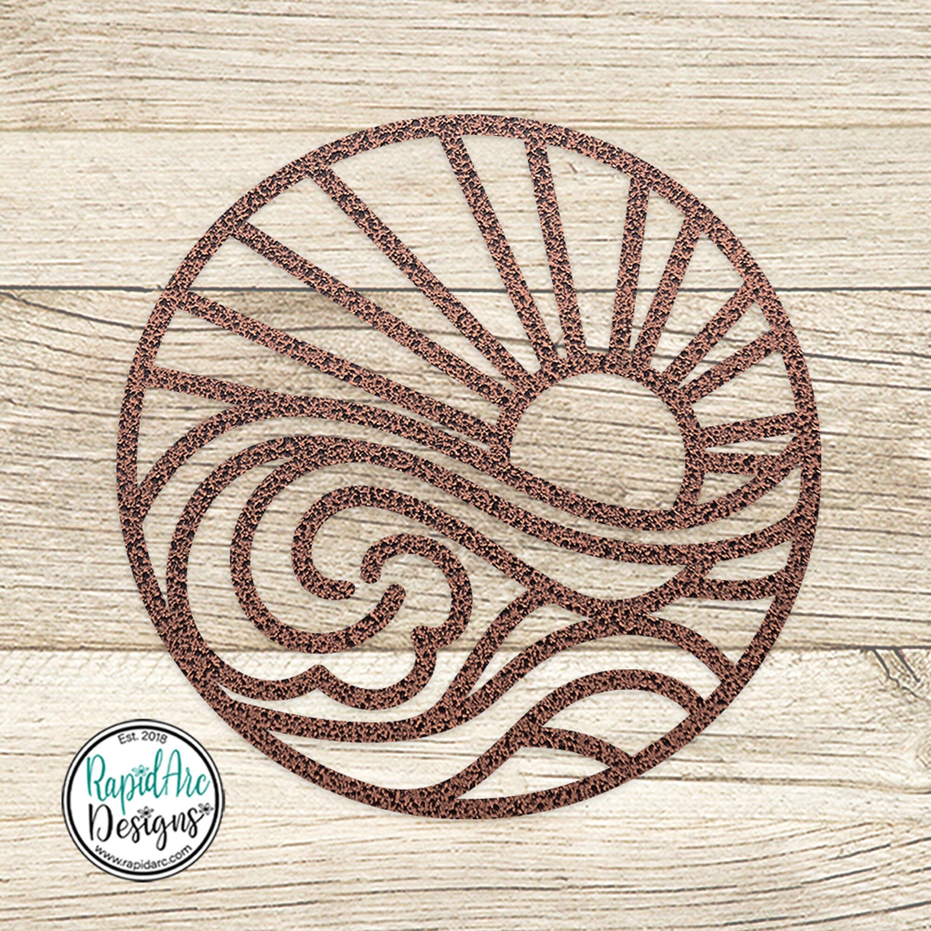 SUN and WAVES Metal Wall Ornament | Pool Sign | Outdoor Coastal Art | Lake or Beach House Sign | Patio Decor | Round Sun & Waves