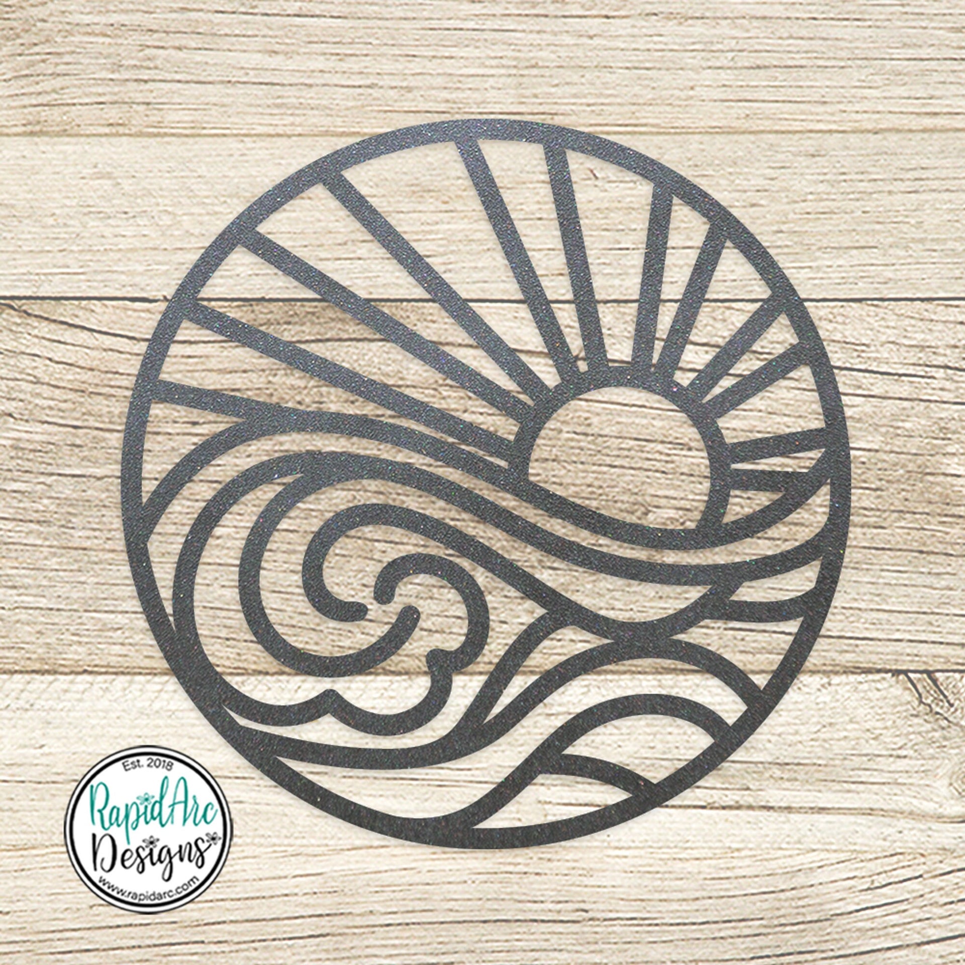 SUN and WAVES Metal Wall Ornament | Pool Sign | Outdoor Coastal Art | Lake or Beach House Sign | Patio Decor | Round Sun & Waves
