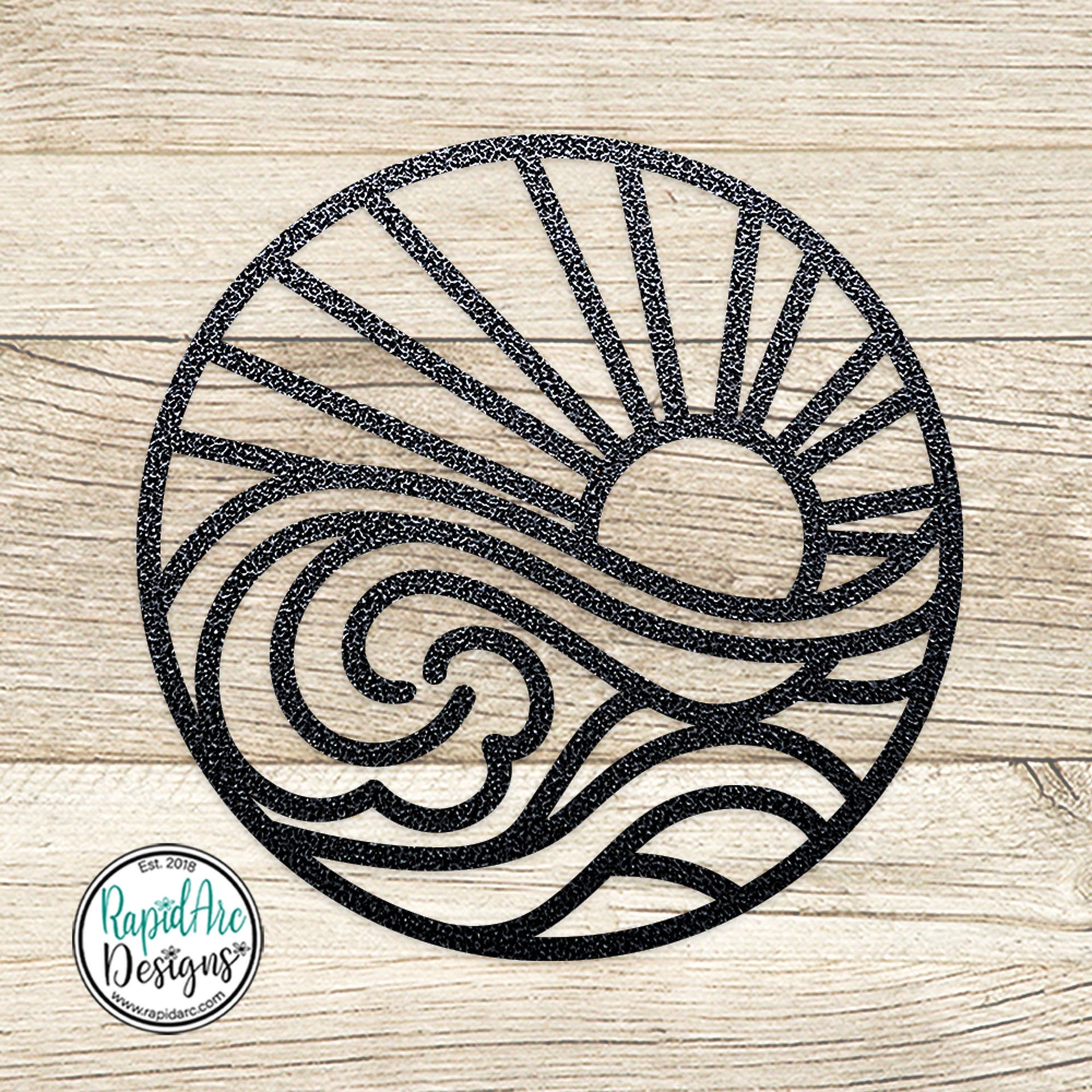 SUN and WAVES Metal Wall Ornament | Pool Sign | Outdoor Coastal Art | Lake or Beach House Sign | Patio Decor | Round Sun & Waves