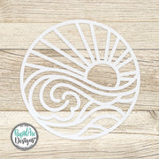 SUN and WAVES Metal Wall Ornament | Pool Sign | Outdoor Coastal Art | Lake or Beach House Sign | Patio Decor | Round Sun & Waves