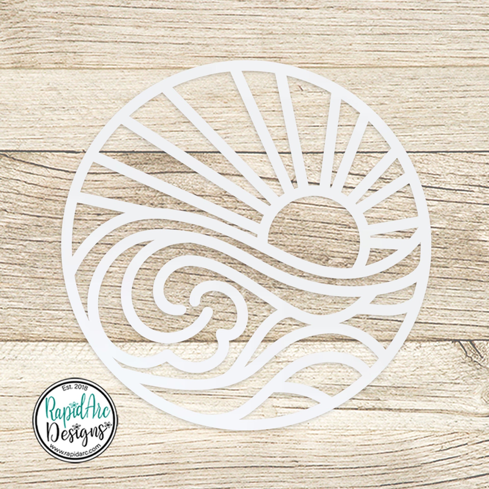 SUN and WAVES Metal Wall Ornament | Pool Sign | Outdoor Coastal Art | Lake or Beach House Sign | Patio Decor | Round Sun & Waves