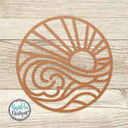 SUN and WAVES Metal Wall Ornament | Pool Sign | Outdoor Coastal Art | Lake or Beach House Sign | Patio Decor | Round Sun & Waves