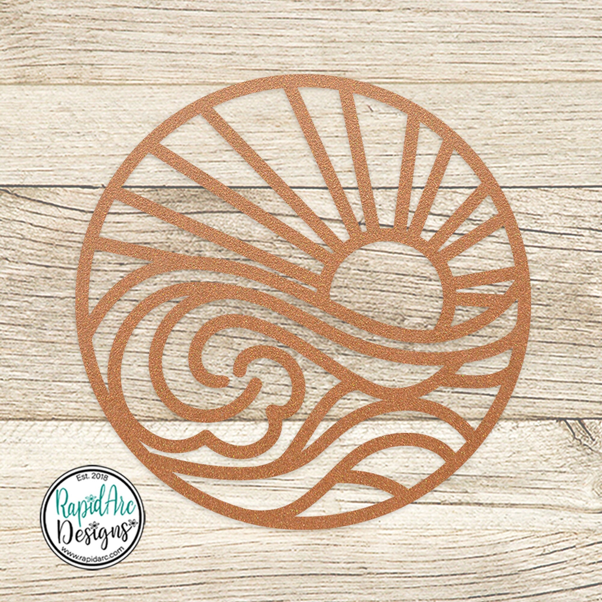 SUN and WAVES Metal Wall Ornament | Pool Sign | Outdoor Coastal Art | Lake or Beach House Sign | Patio Decor | Round Sun & Waves