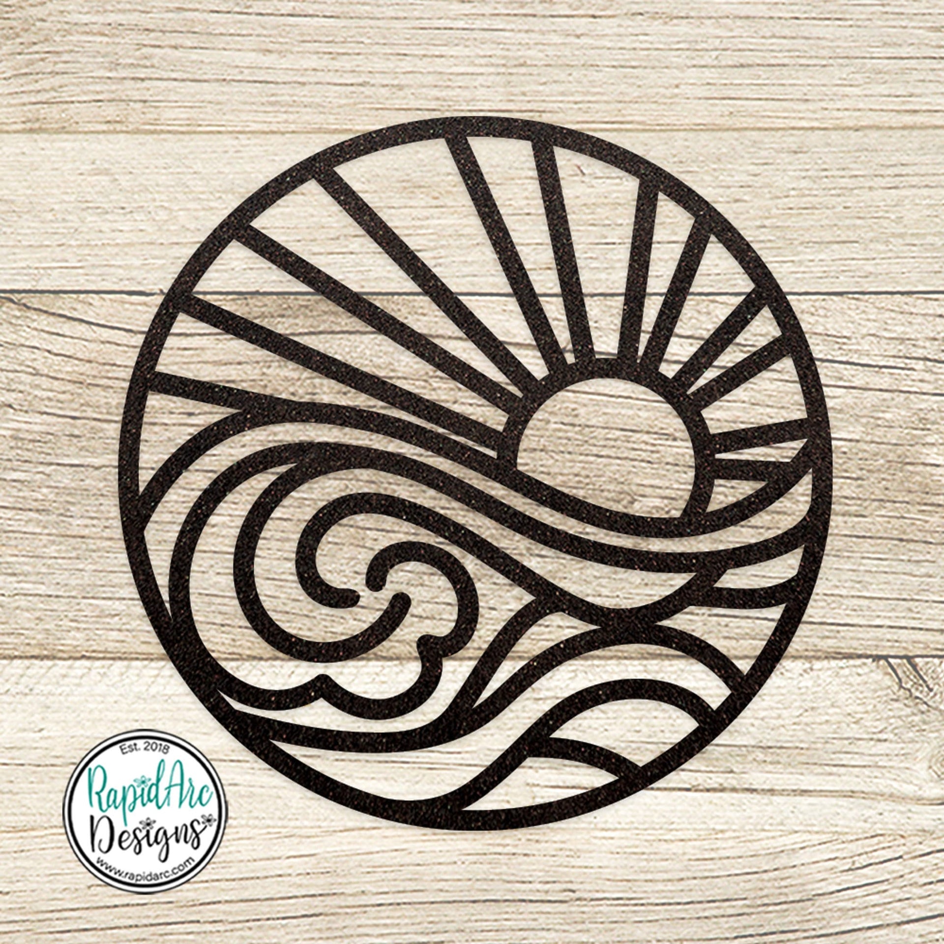 SUN and WAVES Metal Wall Ornament | Pool Sign | Outdoor Coastal Art | Lake or Beach House Sign | Patio Decor | Round Sun & Waves