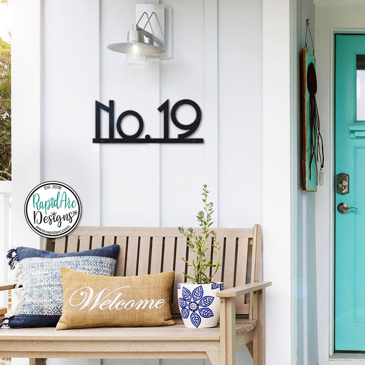 Mid Century Modern Metal Address Sign | House Number Plaque