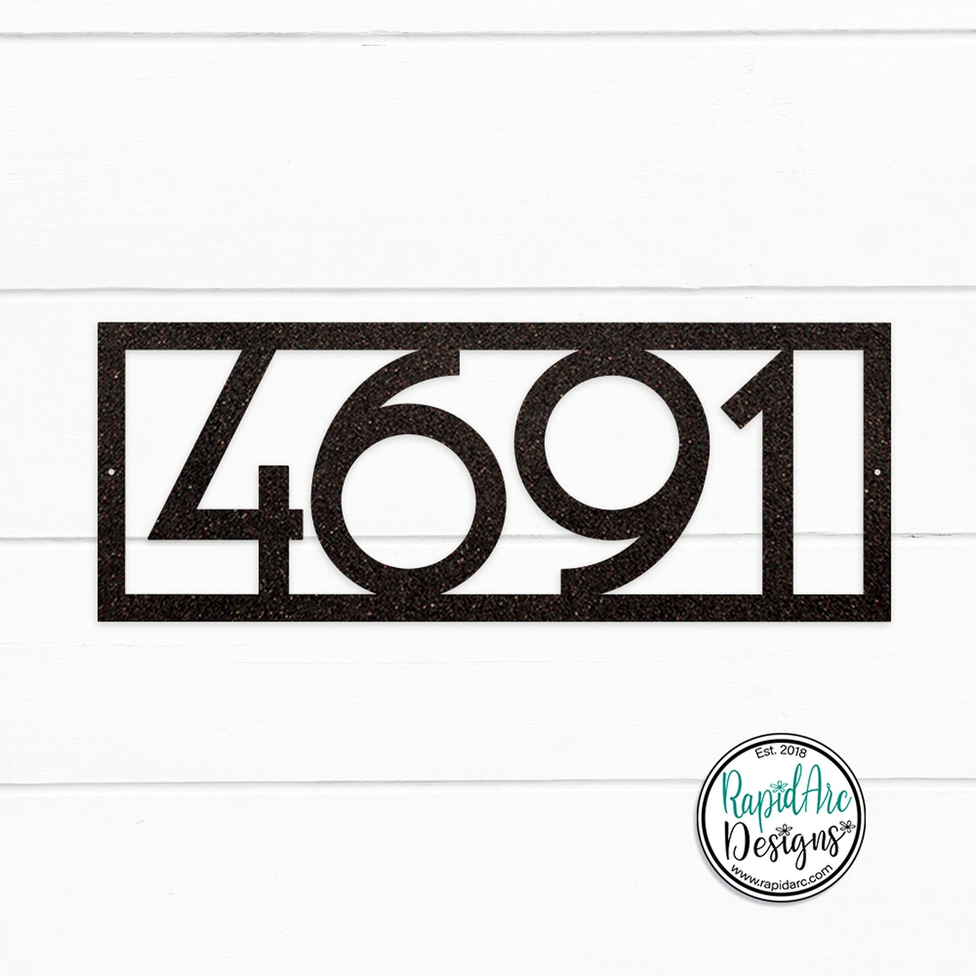 Mid Century Modern Framed Metal House Number Sign
