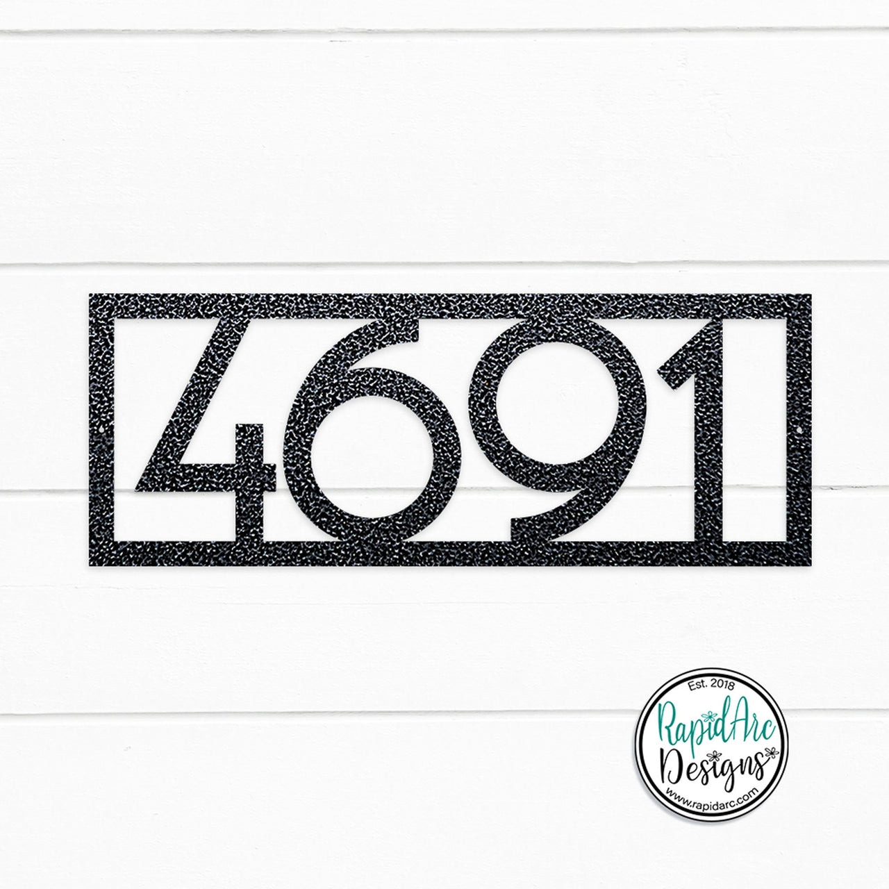 Mid Century Modern Framed Metal House Number Sign