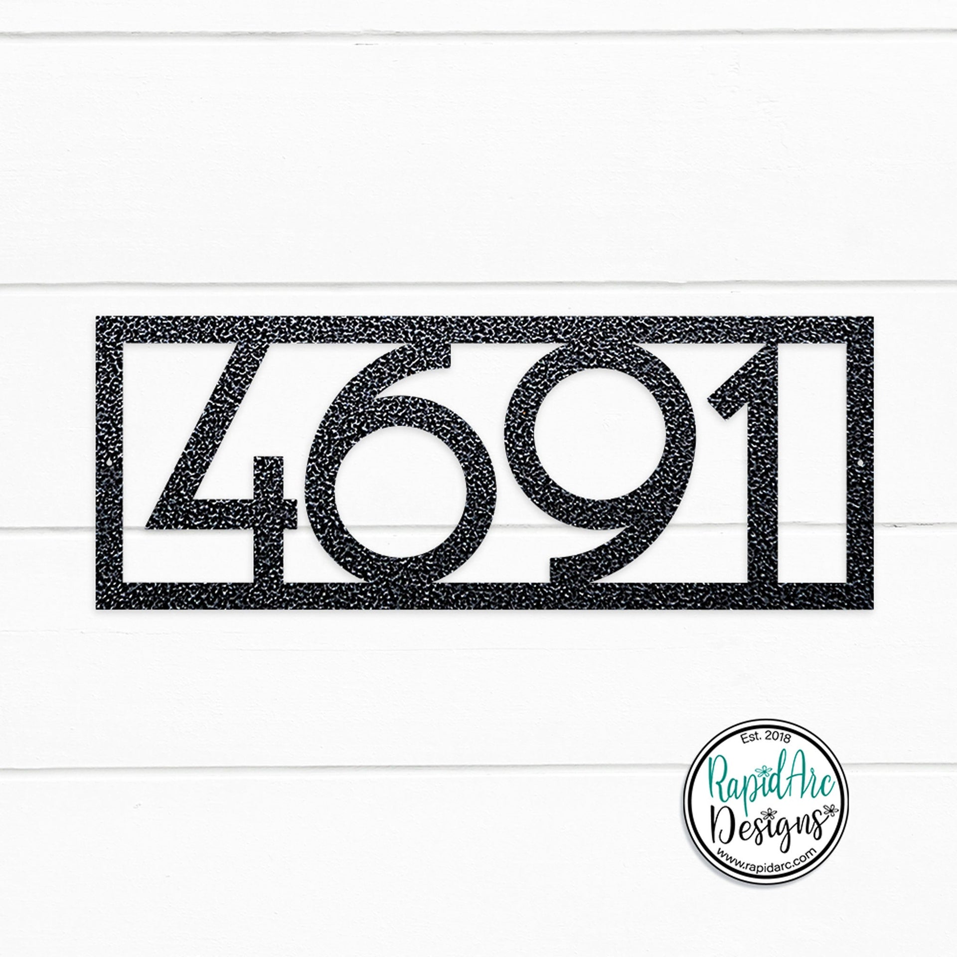 Mid Century Modern Framed Metal House Number Sign