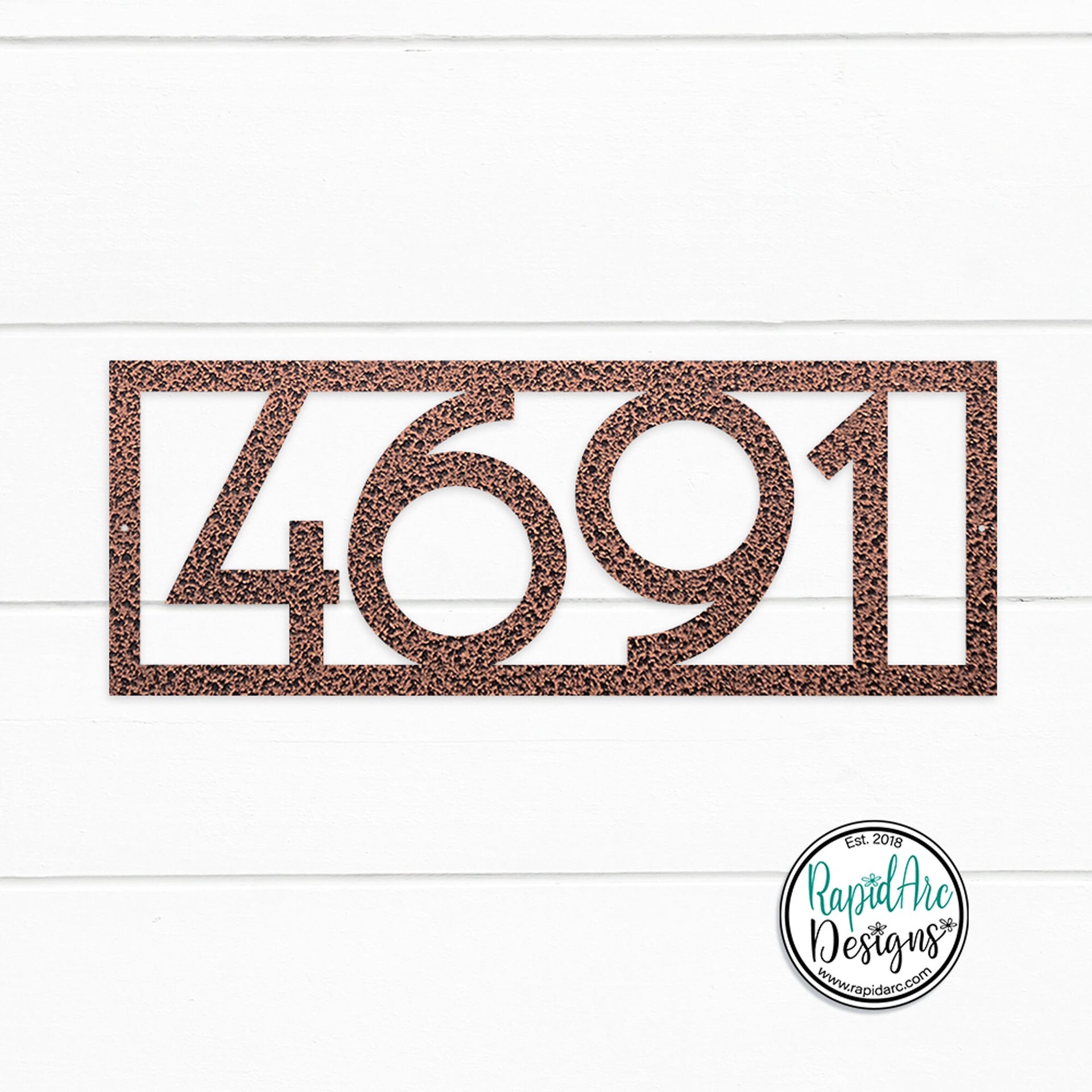 Mid Century Modern Framed Metal House Number Sign