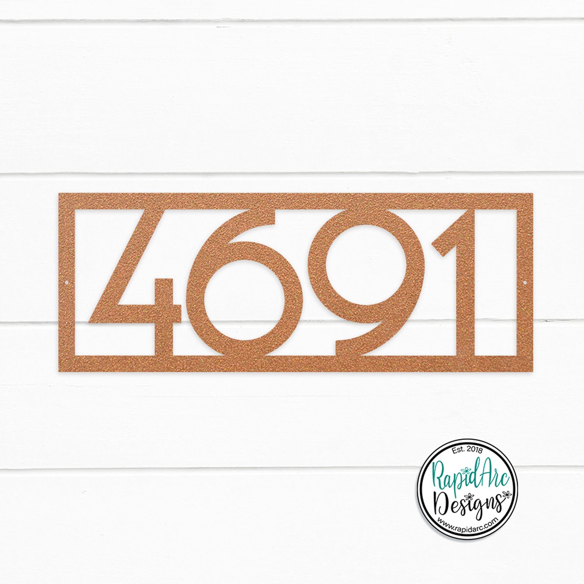 Mid Century Modern Framed Metal House Number Sign