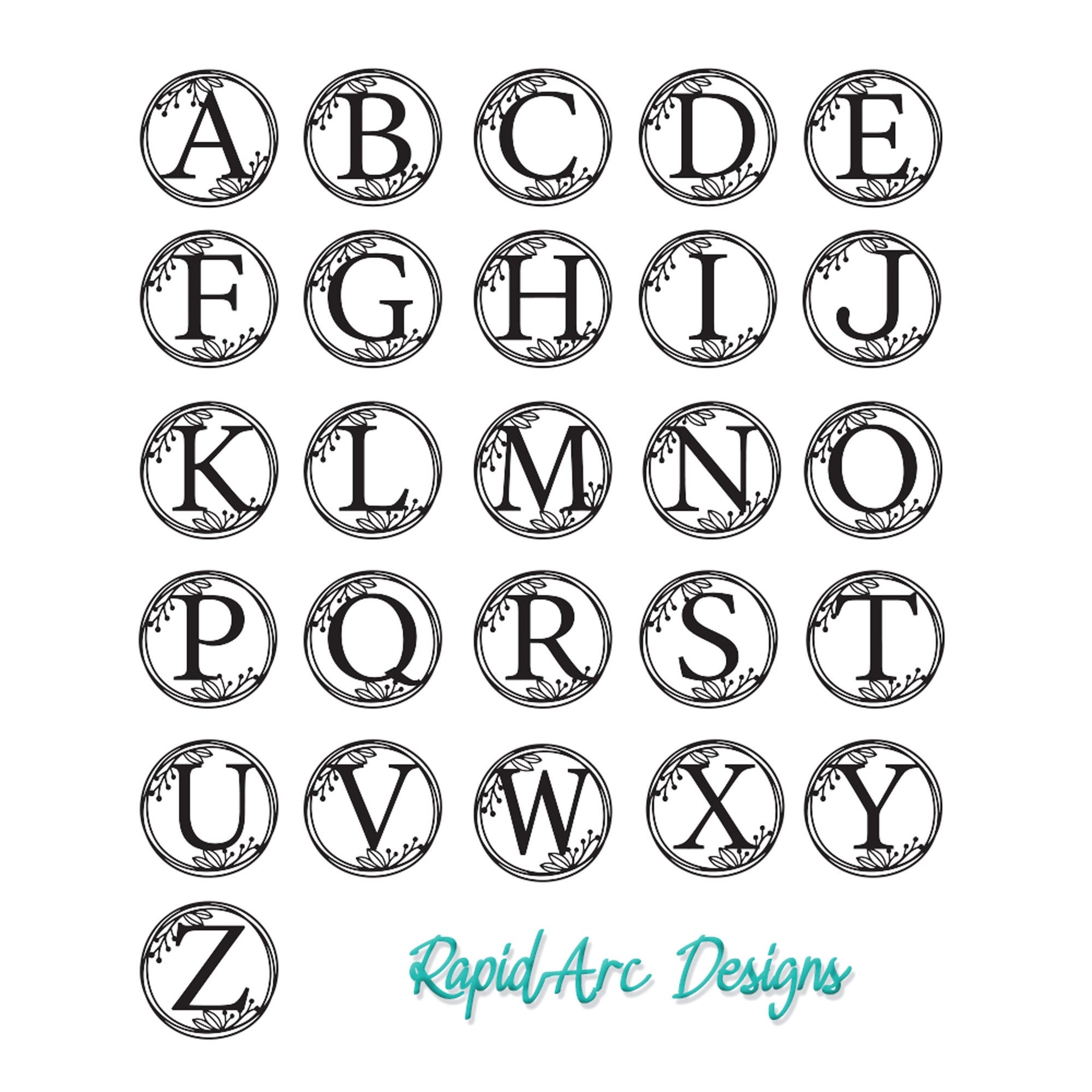 Metal Monogram Wreath - Circle Letter Monogram Sign with Leaves - Gallery Wall Decor - Front Door Hanger - Round Monogram Initial WREATH