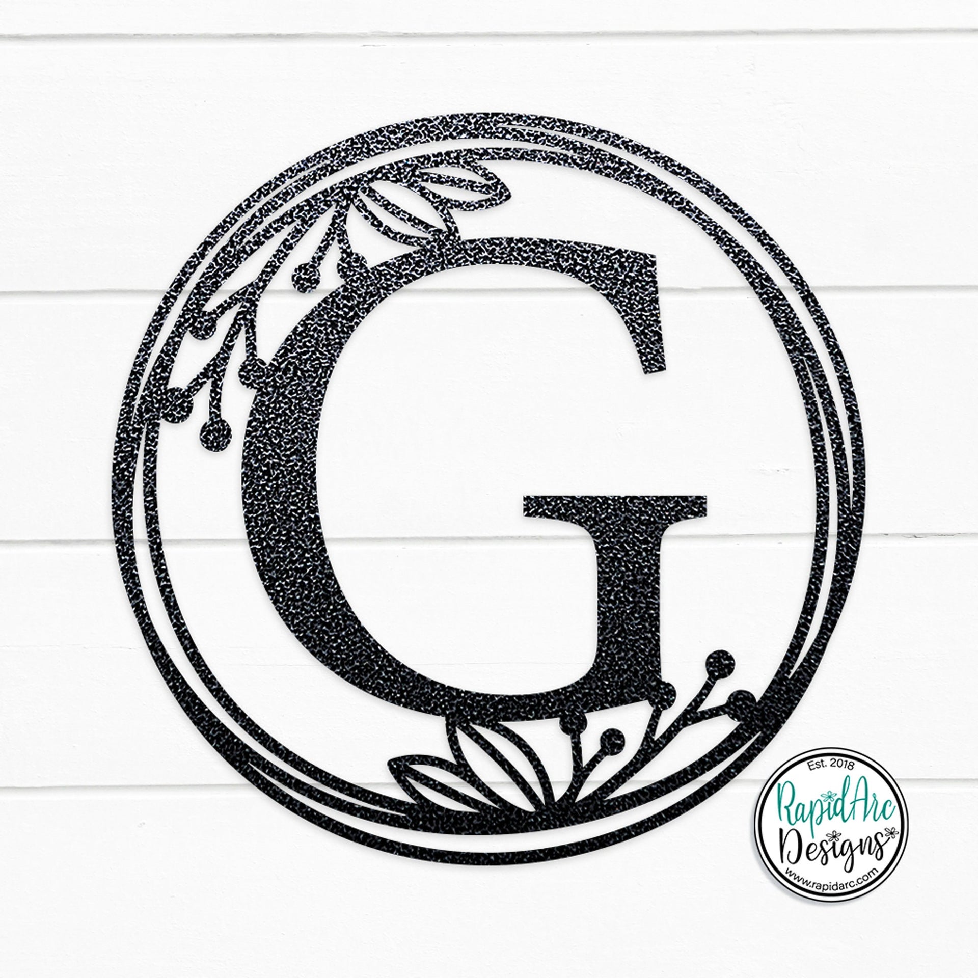 Metal Monogram Wreath - Circle Letter Monogram Sign with Leaves - Gallery Wall Decor - Front Door Hanger - Round Monogram Initial WREATH