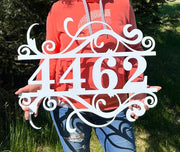 Flourished Metal Address Sign