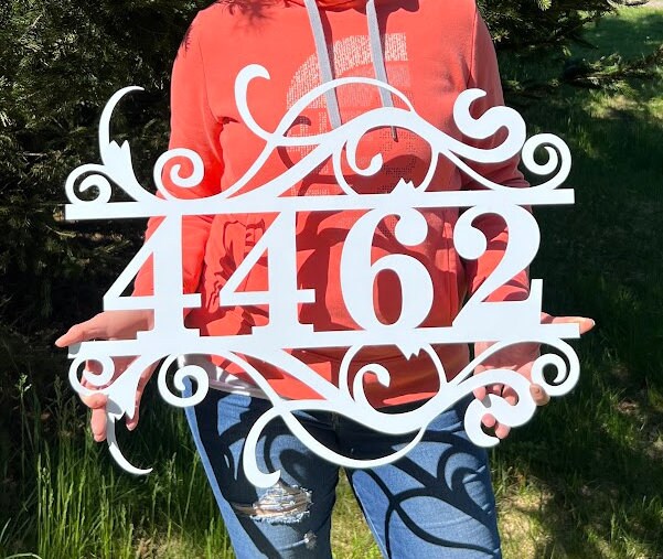 Flourished Metal Address Sign