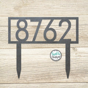 Modern Metal House Number Sign with Stakes | Modern Deco Font Address Sign | Elegant Front Yard Decor