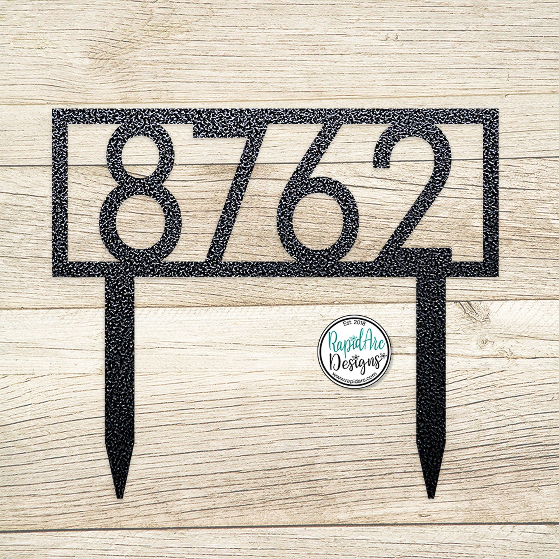 Modern Metal House Number Sign with Stakes | Modern Deco Font Address Sign | Elegant Front Yard Decor