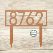 Modern Metal House Number Sign with Stakes | Modern Deco Font Address Sign | Elegant Front Yard Decor