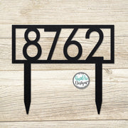 Modern Metal House Number Sign with Stakes | Modern Deco Font Address Sign | Elegant Front Yard Decor