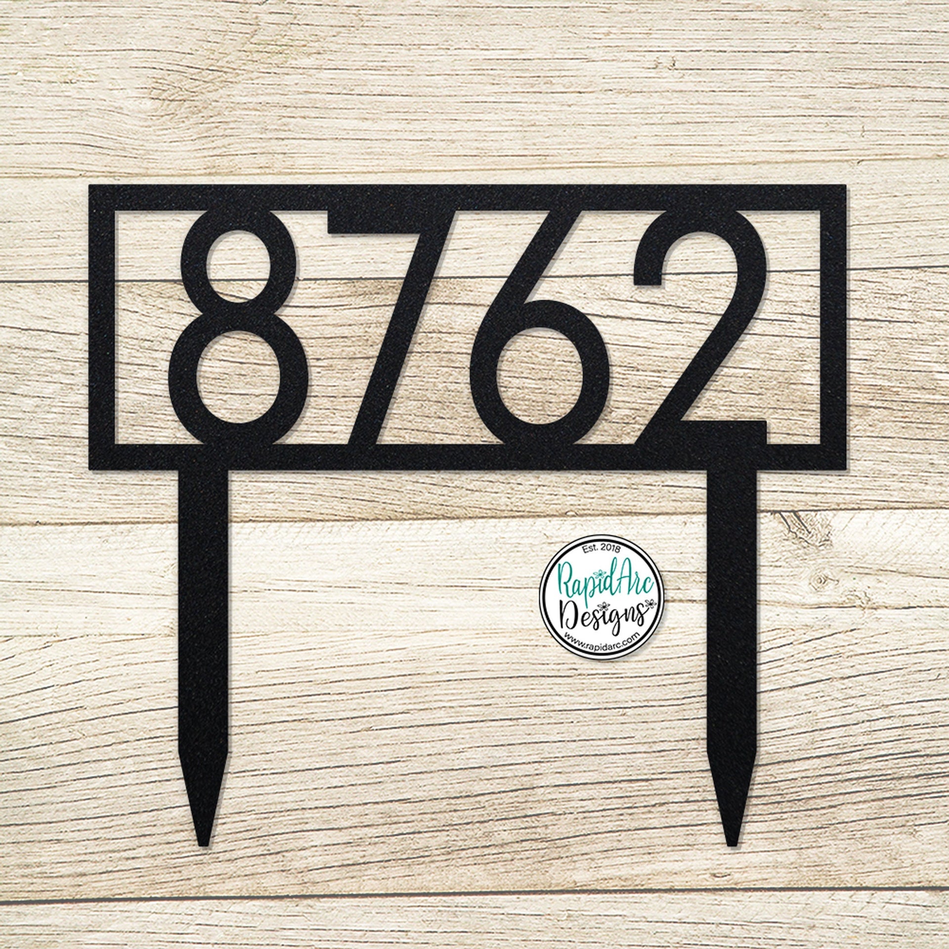 Modern Metal House Number Sign with Stakes | Modern Deco Font Address Sign | Elegant Front Yard Decor