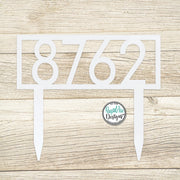 Modern Metal House Number Sign with Stakes | Modern Deco Font Address Sign | Elegant Front Yard Decor